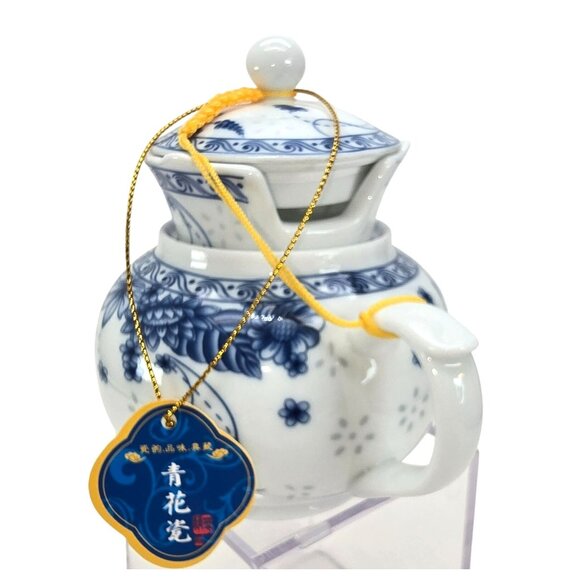 Vintage Blue & White Porcelain Teapot With Lid & Infuser Set Floral Motif JE318 - Picture 7 of 10